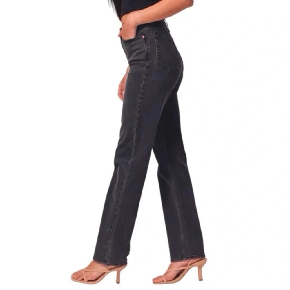 Abercrombie 90s straight ultra high rise 25 long in washed black - Picture 1 of 3